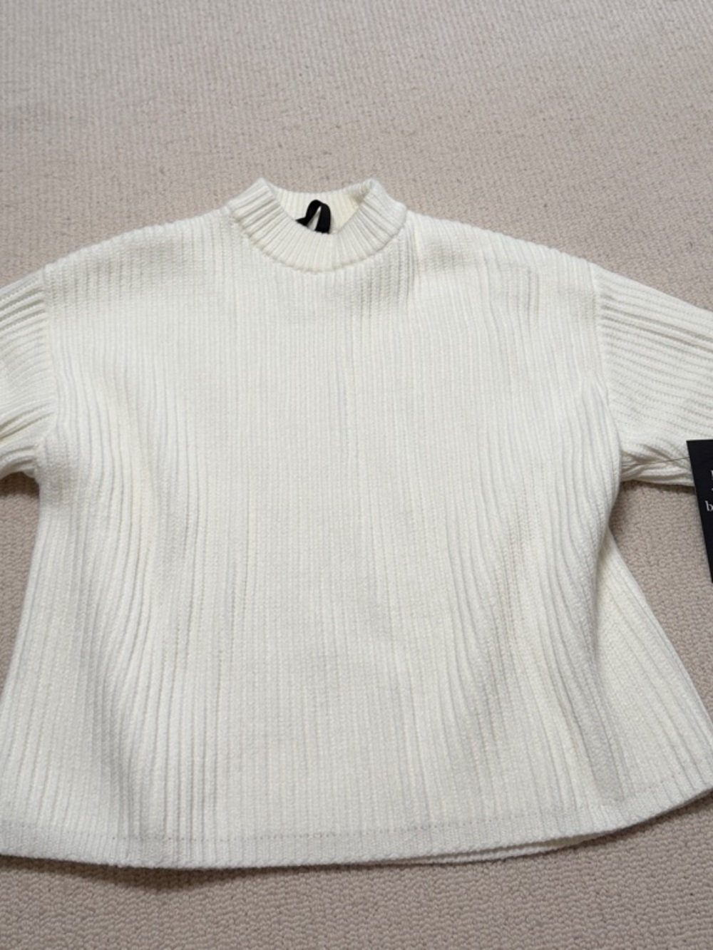 NEW Pomander Place Ivory Ribbed Mock Neck Sweater